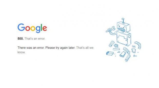 Google се срина малко след 14.00 часа днес и хиляди