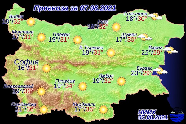 Днес ще е слънчево Ще духа слаб в Източна България
