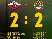Дубълът на Ботев водеше с 2:0 до 86-ата минута, но изпусна победата с човек повече