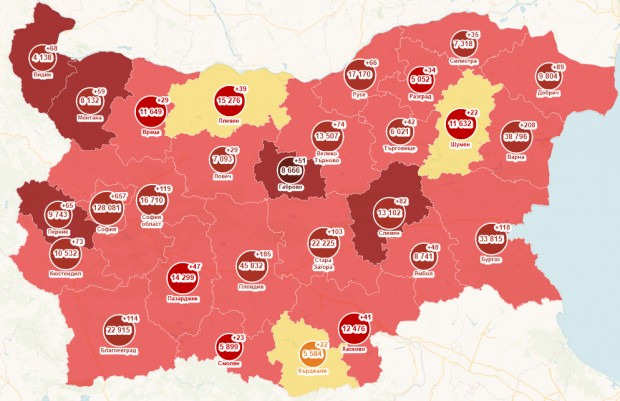 Сливенска област достигна до тъмночервената зона COVID картата на страната Средната