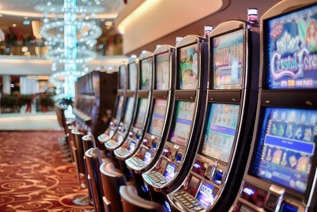 Слот машините, които светят от игралните зали и казина са
