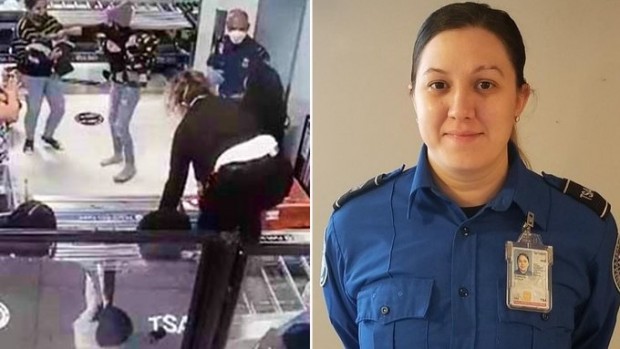Служителка по сигурността прескочи конвейерна лента на международното летище Нюарк