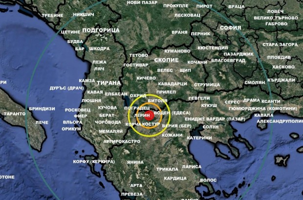 Зетересение с 5,8 магнитуд, чийто епицентър е бил в Гърция