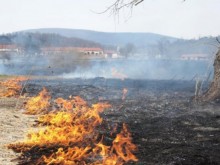 Пожар вилня в сухи треви на голяма площ