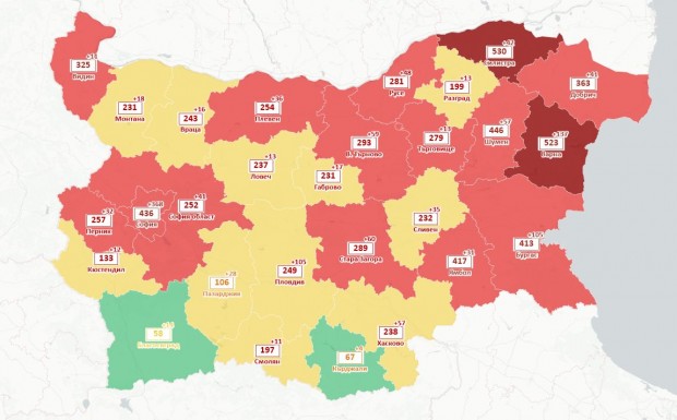 14-дневната заболеваемост в Пловдивска област падна под 250 на 100