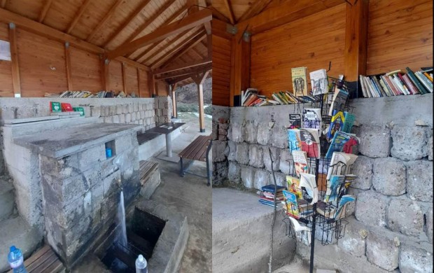 Първата крайпътна чешма-библиотека у нас се намира в Родопите. Съществува