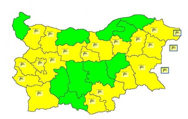 НИМХ: Жълт код за силен вятър е в сила за 18 области в страната