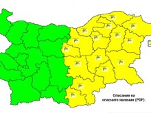 НИМХ: Жълт код за силен вятър е обявен за 15 области в страната