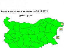 НИМХ: Жълт код за силен вятър над морето е в сила за цялото крайбрежие за 24 декември