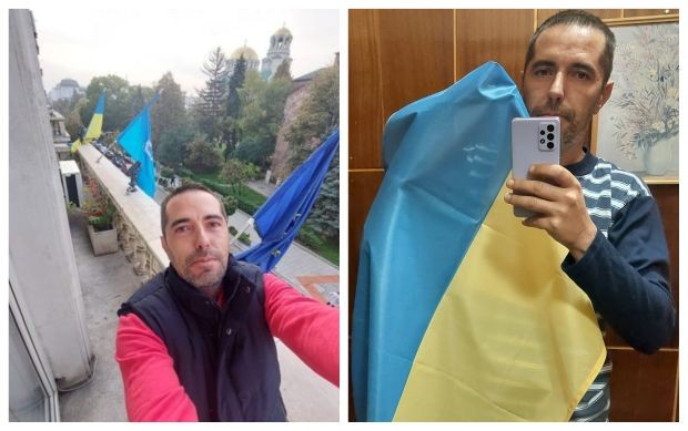 Общински съветник свали знамето на Украйна от фасадата на Столична община, поискаха отстраняването му