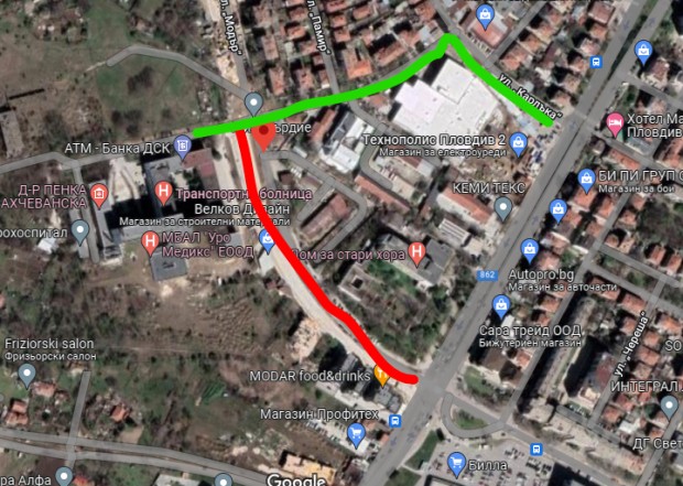 До 23 март 2023 г. се спира движението по ул. "Модър" в Пловдив