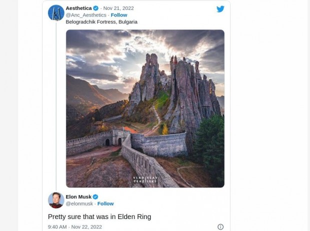 Известният предприемач Илон Мъск сподели в профила си в Twitter
