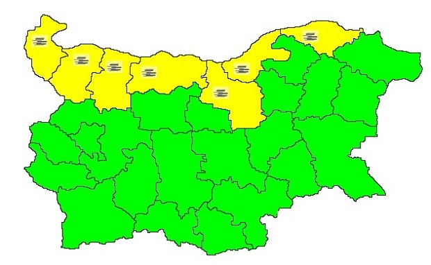 Жълт код е в сила за 7 области на Северна