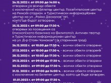 ОИ "Старинен Пловдив" обяви празничното си работно време
