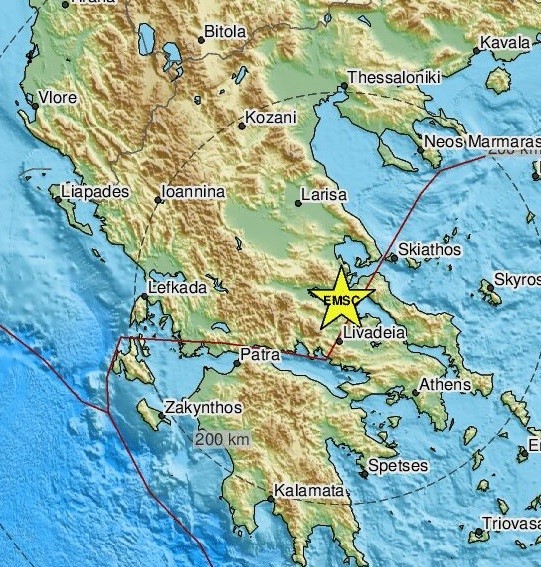 Усетено земетресение в Централна Гърция