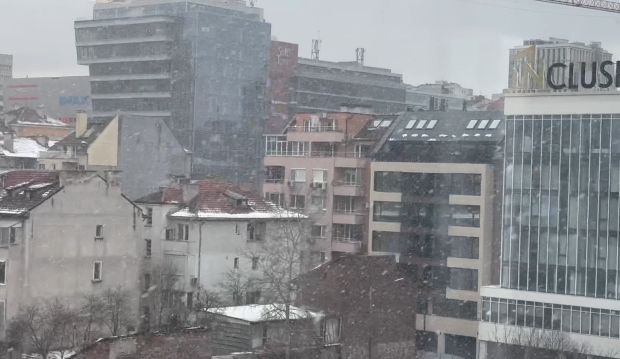 Снежна вихрушка се изви за секунди в София
