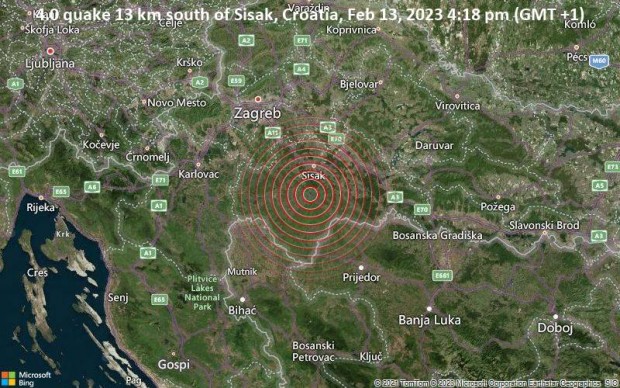 Земетресение с магнитуд 4.0 и в Хърватия