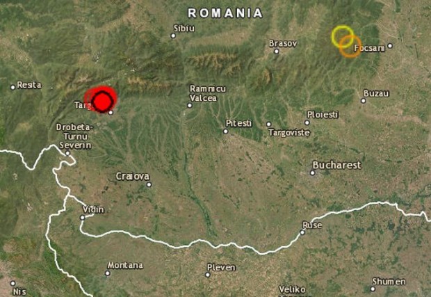 Епицентърът на силното земетресение в Румъния отпреди минути е на
