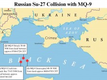 САЩ публикуваха карта с приблизителното местоположение на падналия дрон в Черно море