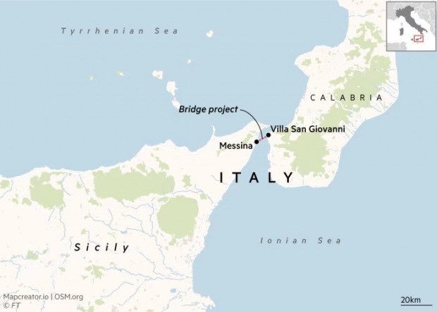 Италия съживява древноримски проект за мост до Сицилия