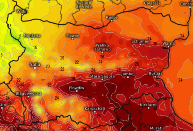 Огромен температурен контраст между Северозападна и Югоизточна България в сряда