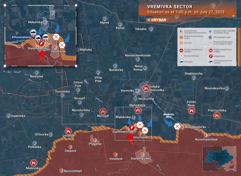 Кръвопролитни боеве се водят по целия фронт на руско-украинската война, ВСУ се закрепват в Старомайорское