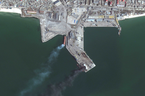 Сателитно изображение на десантния кораб Оленегорский горняк на руския флот