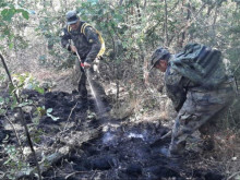 Военнослужещи оказват помощ в гасенето на пожар край село Голямо Буково
