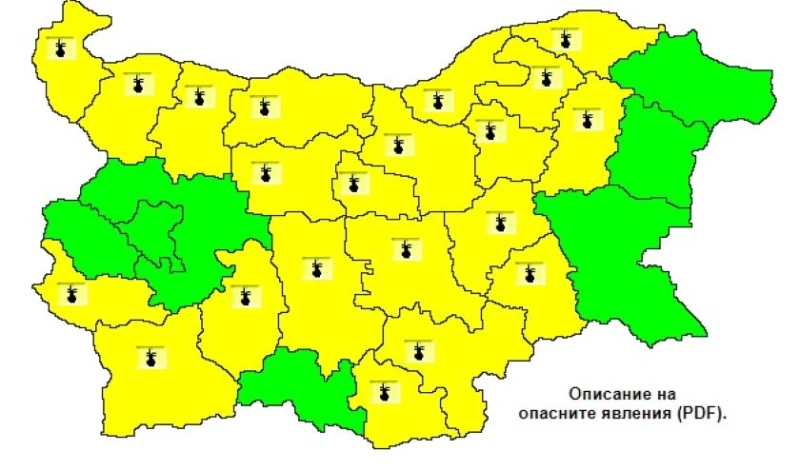 Жълт код за опасни горещини за утре в почти цялата страна