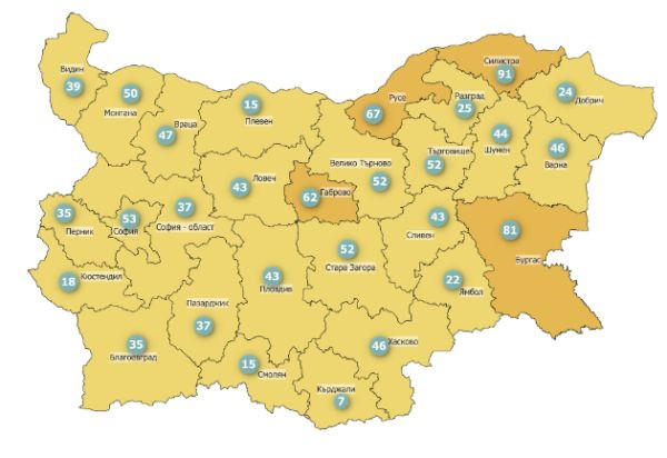 </TD
>Повишава се заболеваемостта от COVID-19 в областите Бургас, Силистра, Русе