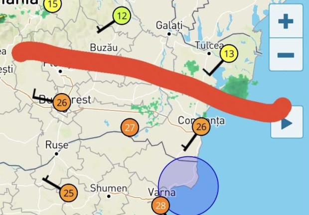 Близо е! В следващите час-два фронтът ще достигне Североизточна България.