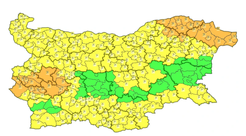 Предупреждение: Жълт и оранжев код за силен вятър в цялата страна