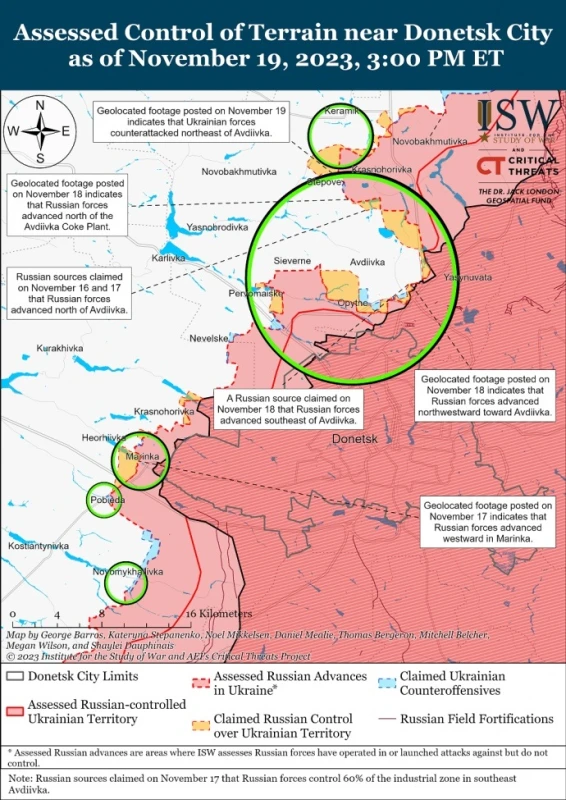 ISW съобщава за успешна контраатака на ВСУ при Авдеевка