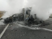 Верижна катастрофа взе жертва на пътя Пловдив-Пазарджик, шофьор изгоря в колата си