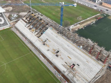 Кадри от дрон: Изграждането на третата трибуна на стадион "Локомотив" върви в бързи темпове