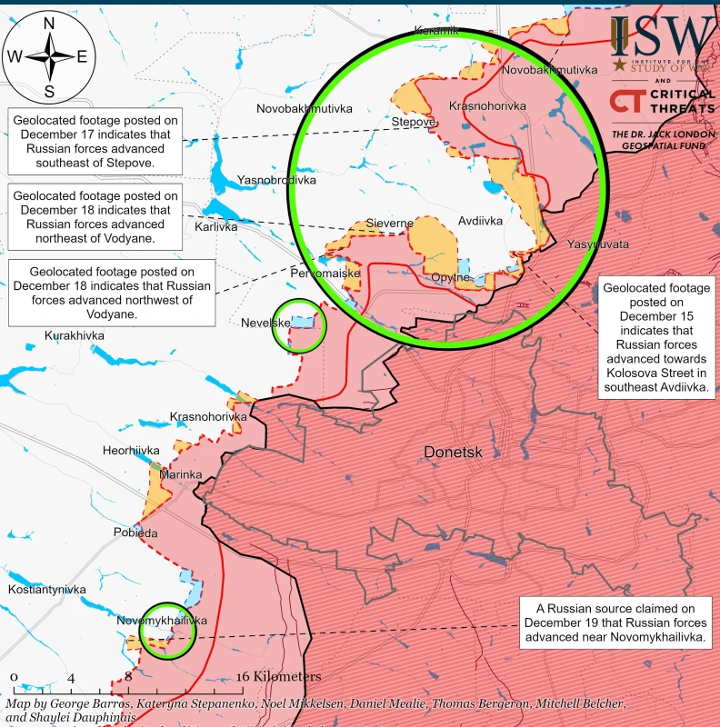 ISW: ВСУ са отблъснали атаки на руски части край Авдеевка