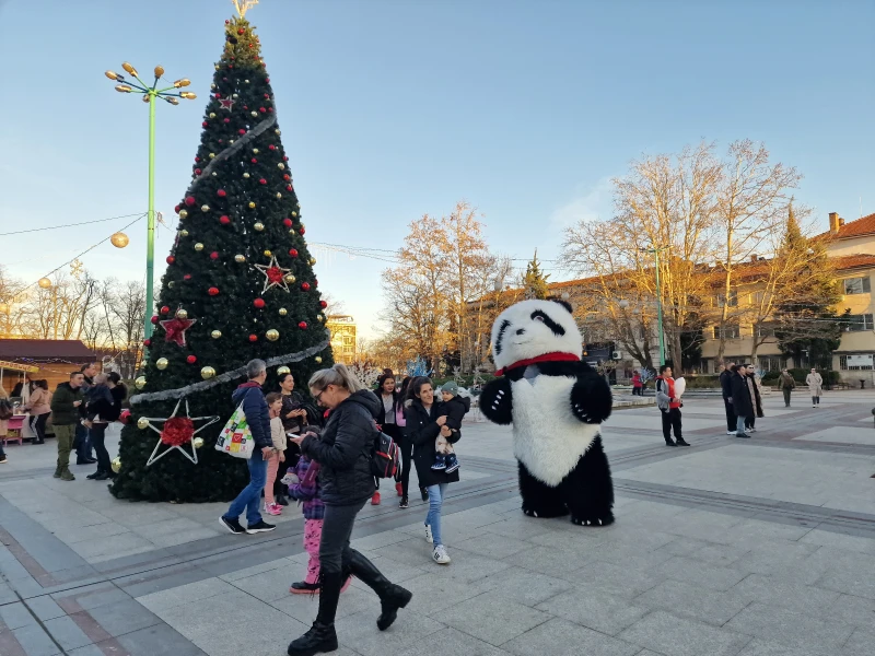 Дядо Коледа и Снежанка, раздадоха подаръци, огромни Мечка и Панда радваха видинските деца