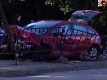 Автомобил се качи на тротоара и се блъсна в дърво след отнето предимство
