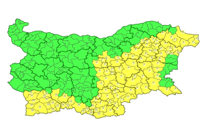 Жълт код за силен вятър в 16 от 28 области на страната