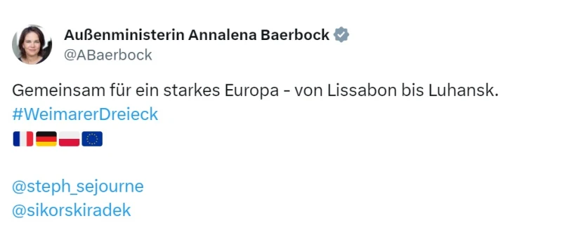 Бербок за Ваймарския триъгълник: Заедно за силна Европа от Лисабон до Луганск