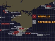 Украйна публикува карта на загубите на военноморския флот на РФ в Черно море