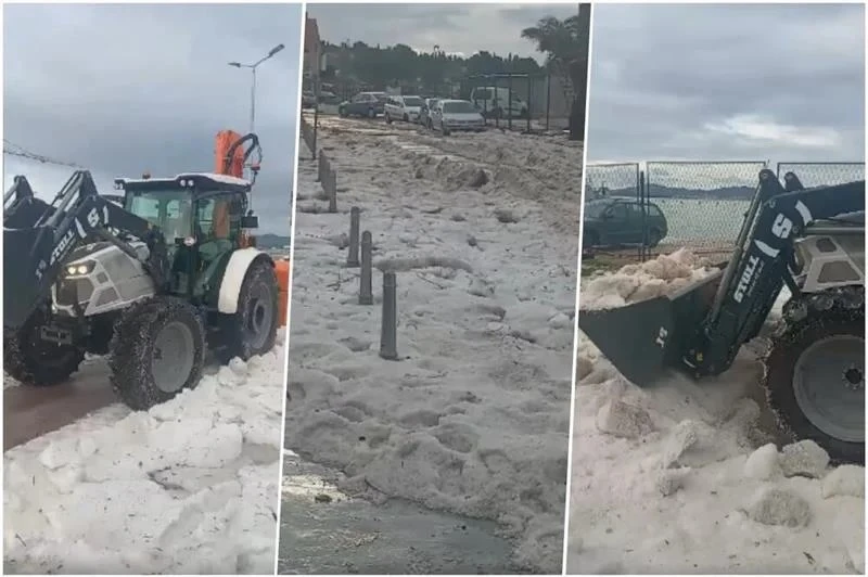 Градушка удари Хърватия: Почистваха крайбрежието с багери