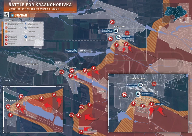 Русия се закрепи в Красногоровка, нанася удари по цели в тиловите райони на Украйна