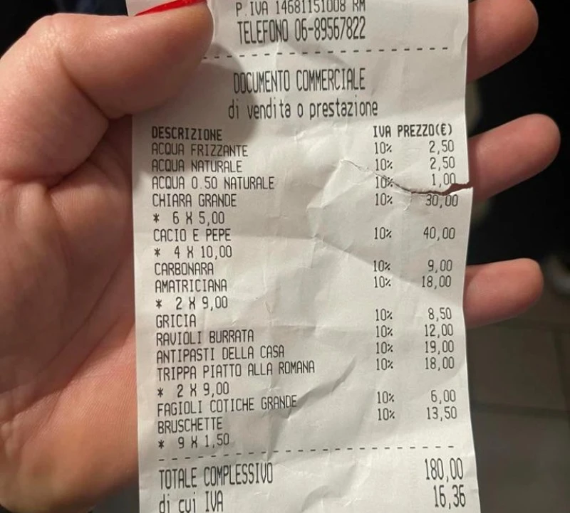 Туристи показаха снимка на касова бележка от обяд за 180 евро: Храната беше изобилна, вкусна и на разумна цена