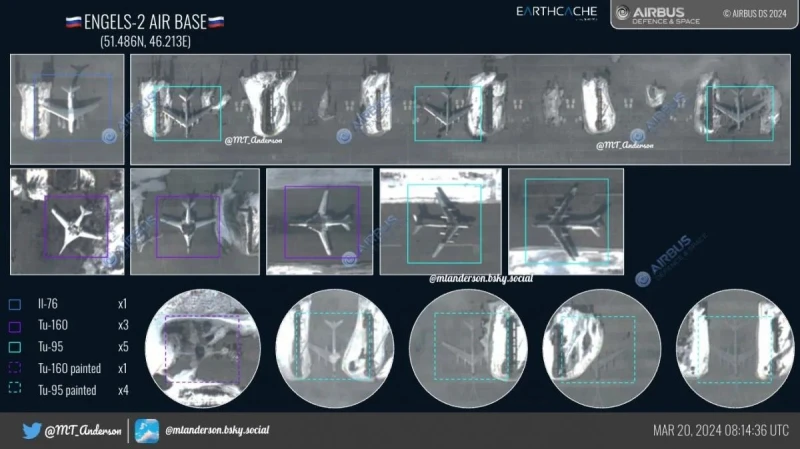 Руското летище в "Енгелс" е пълно с фалшиви самолети, показа сателитна снимка след атаката с дронове