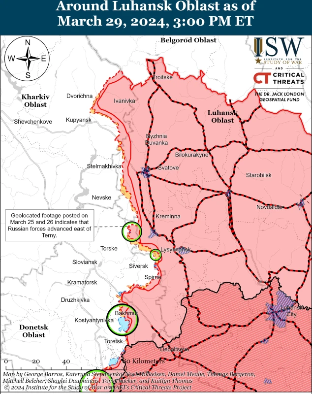 ISW: Руснаците се опитват да настъпят на Купянското направление, напредват на запад от Бахмут