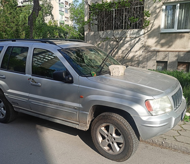 Снимка: Кола осъмна с вдигнати чистачки и камък на предния капак в Пловдив