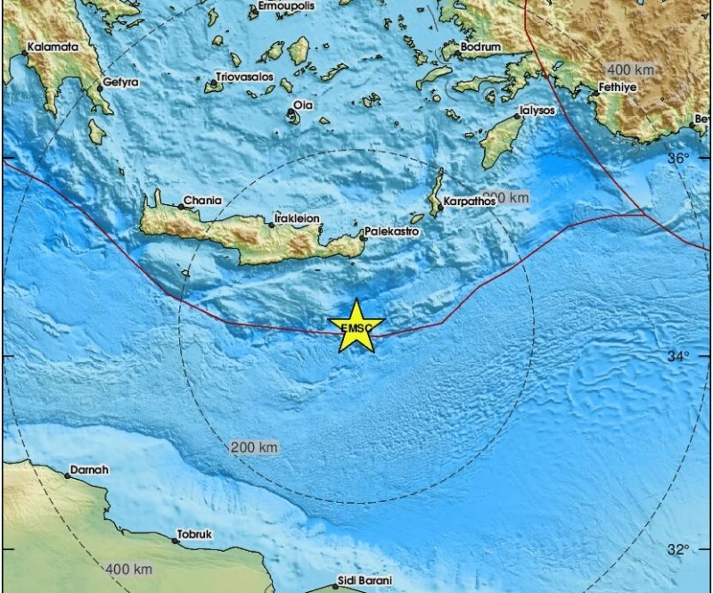 Земетресение от 4,3 по Рихтер удари до остров Крит