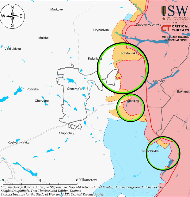 ISW: Руските войски са се укрепили в Богдановка, но ВСУ все още могат да защитават Часов Яр