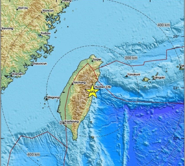 Черири земетресения са регистрирани край бреговете на Тайван на 22